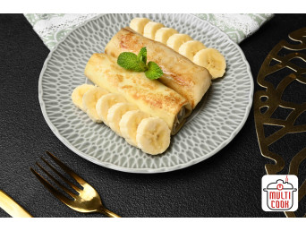 Lietiniai blynai su bananų ir kondensuoto pieno